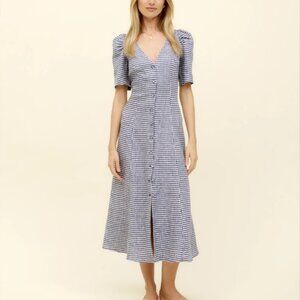 REFORMATION Navy Newbury Linen Dress